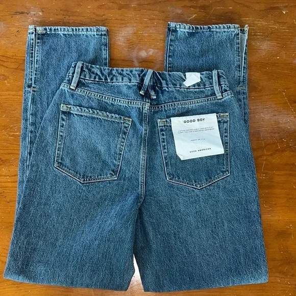NWT Good American good boy women's Blue Straight Leg Jeans size 4/27 - Picture 12 of 16